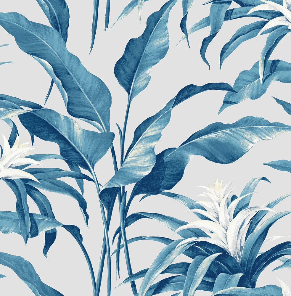 Palma Blue Lagoon & Grey by Seabrook Wallpaper Stacy Garcia Peel and Stick United States 30.75 20.87" 20.5" - Fabric Carolina -