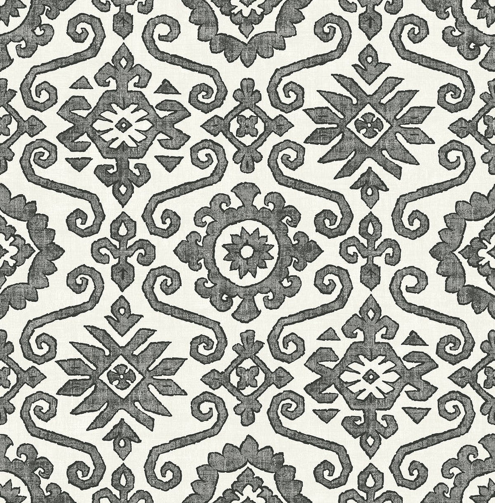 Augustine Charcoal & Linen by Seabrook Wallpaper Stacy Garcia Peel and Stick United States 30.75 20.87" 20.5" - Fabric Carolina -