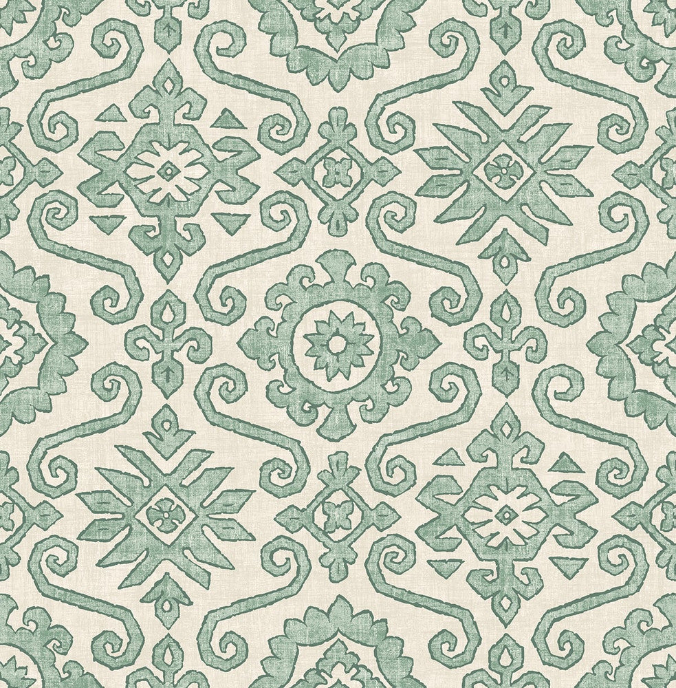 Augustine Mineral Green by Seabrook Wallpaper Stacy Garcia Peel and Stick United States 30.75 20.87" 20.5" - Fabric Carolina -