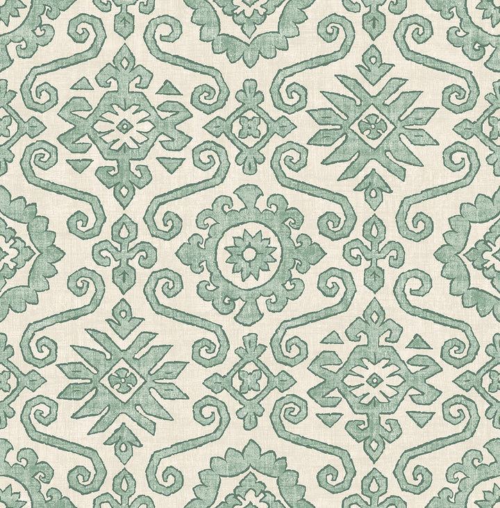Augustine Mineral Green by Seabrook Wallpaper Stacy Garcia Peel and Stick United States 30.75 20.87" 20.5" - Fabric Carolina -