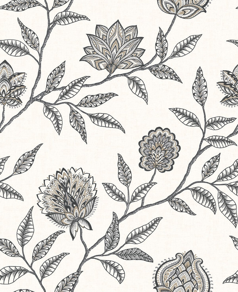 Jaclyn Charcoal & Sandstone by Seabrook Wallpaper Stacy Garcia Peel and Stick United States 30.75 25.2" 20.5" - Fabric Carolina -