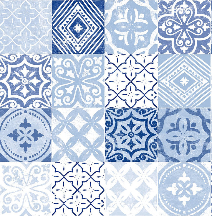 Tilework Glacier Blue by Seabrook Wallpaper Stacy Garcia Peel and Stick United States 30.75 20.87" 20.5" - Fabric Carolina -