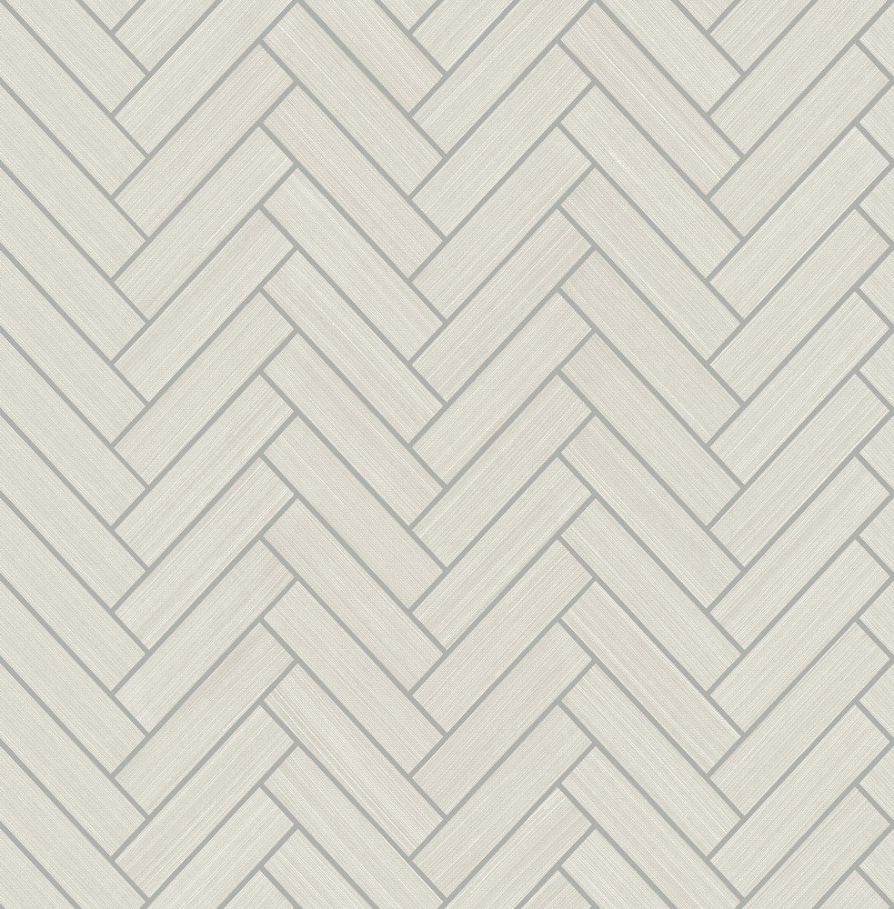Herringbone Inlay Lunar Grey & Metallic Silver by Seabrook Wallpaper Stacy Garcia Peel and Stick United States 30.75 1.9" 20.5" - Fabric Carolina -
