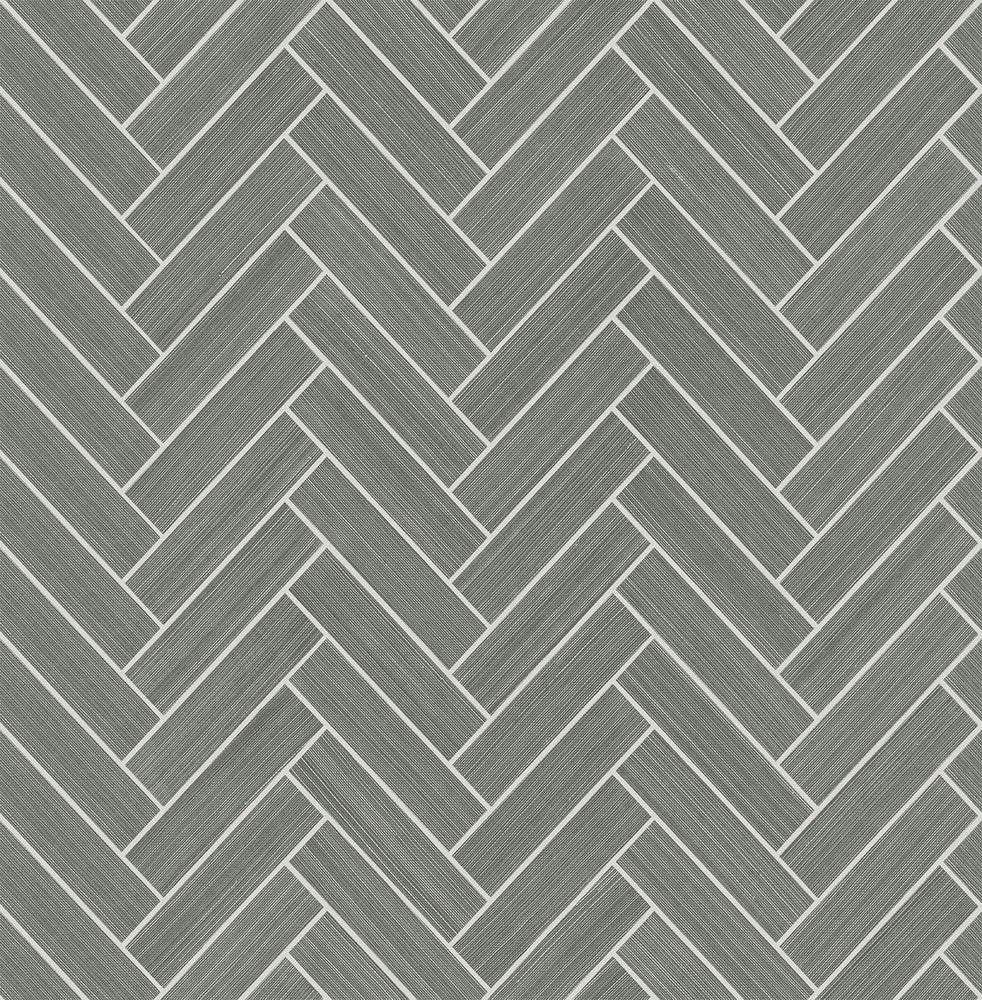 Herringbone Inlay Graphite & Metallic Silver by Seabrook Wallpaper Stacy Garcia Peel and Stick United States 30.75 1.9" 20.5" - Fabric Carolina -