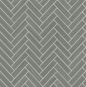 Herringbone Inlay Graphite & Metallic Silver by Seabrook Wallpaper