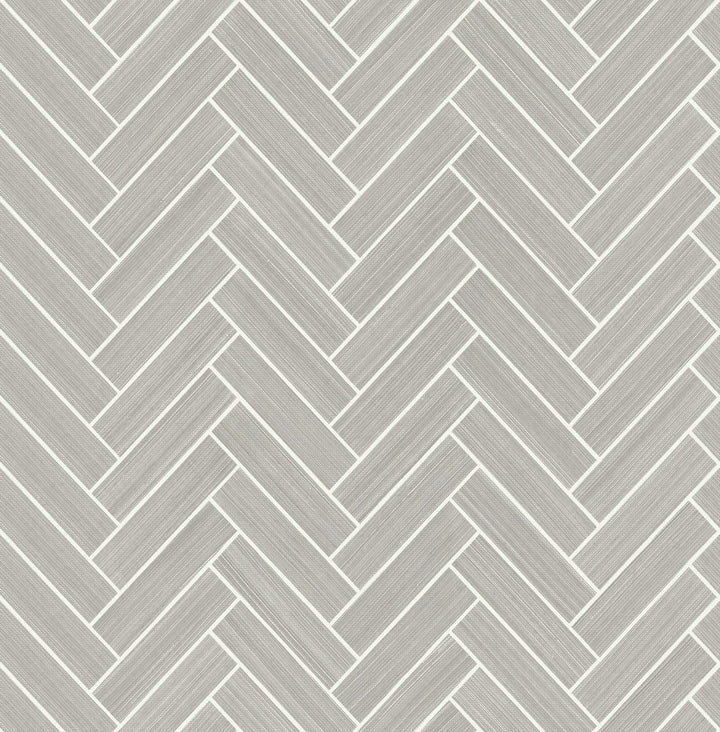 Herringbone Inlay Warm Stone & Metallic Pearl by Seabrook Wallpaper Stacy Garcia Peel and Stick United States 30.75 1.9" 20.5" - Fabric Carolina -