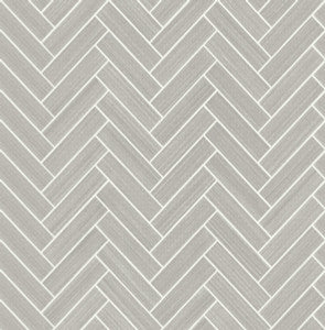 Herringbone Inlay Warm Stone & Metallic Pearl by Seabrook Wallpaper