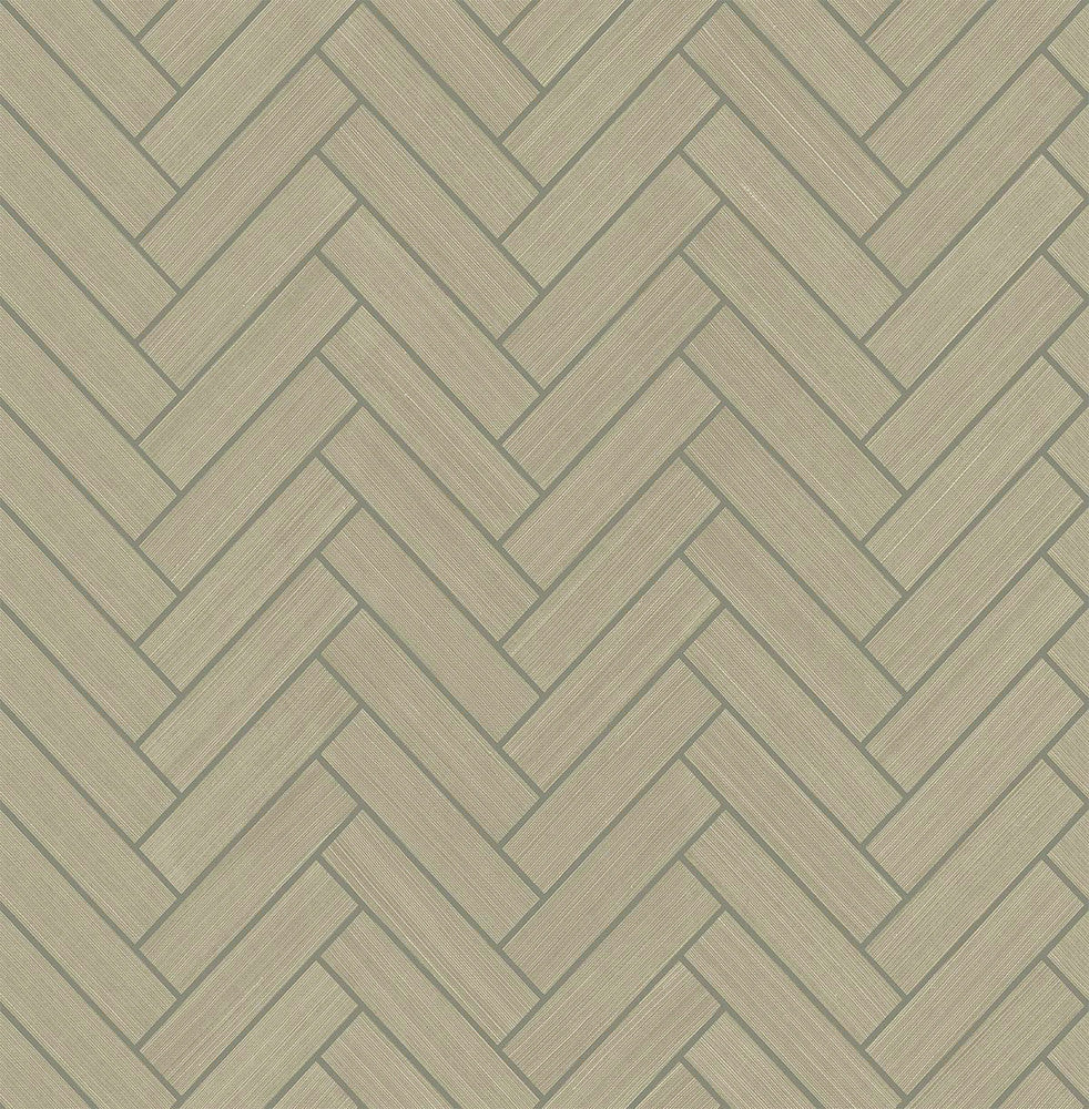 Herringbone Inlay Khaki & Metallic Silver by Seabrook Wallpaper Stacy Garcia Peel and Stick United States 30.75 1.9" 20.5" - Fabric Carolina -