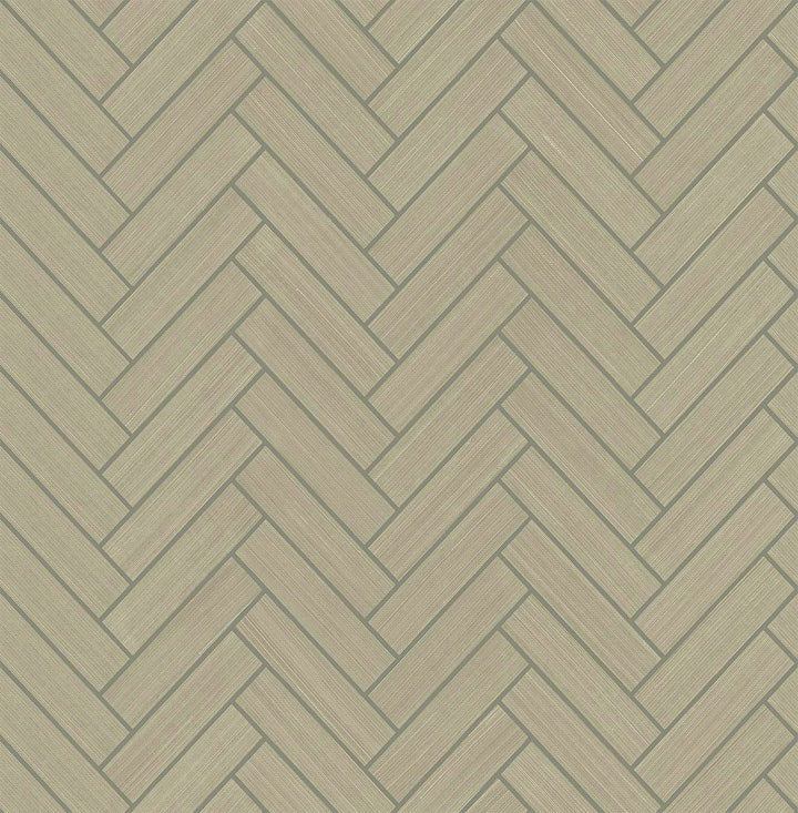 Herringbone Inlay Khaki & Metallic Silver by Seabrook Wallpaper Stacy Garcia Peel and Stick United States 30.75 1.9" 20.5" - Fabric Carolina -