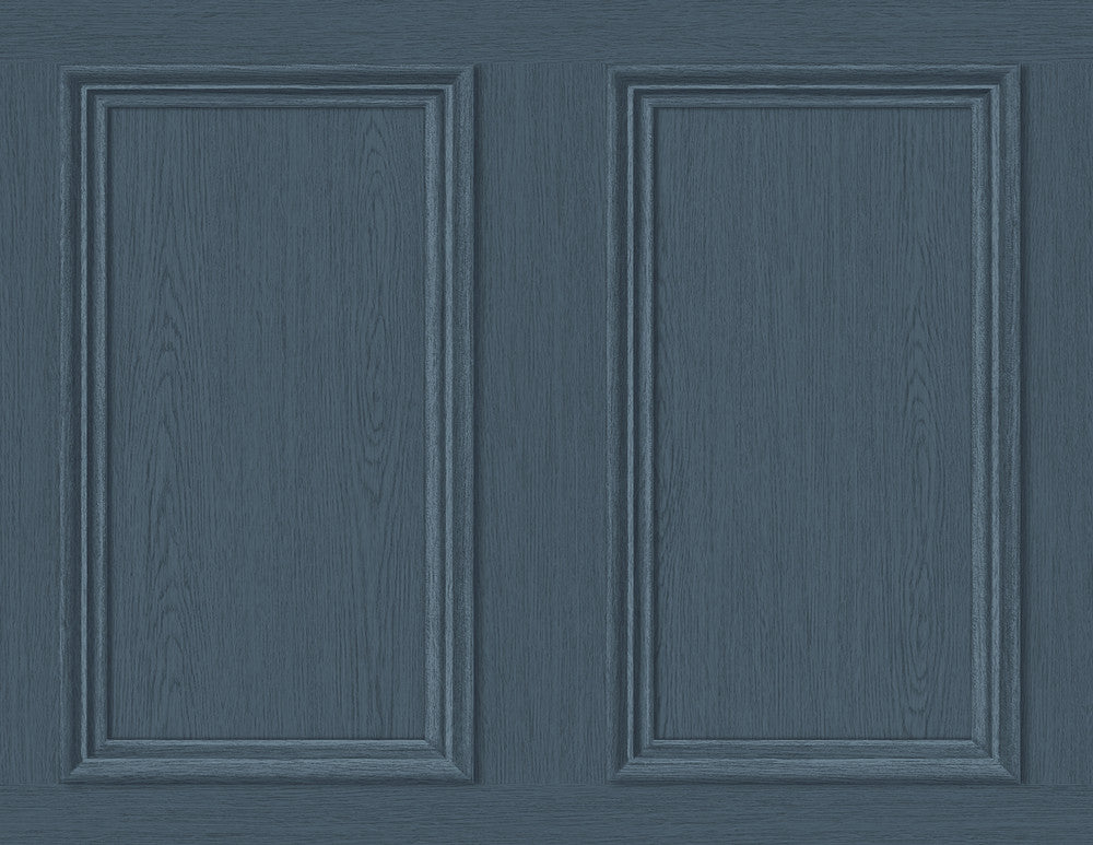 Faux Wood Panel Denim Blue by Seabrook Wallpaper Stacy Garcia Peel and Stick United States 40.5 20.87" 27" - Fabric Carolina -