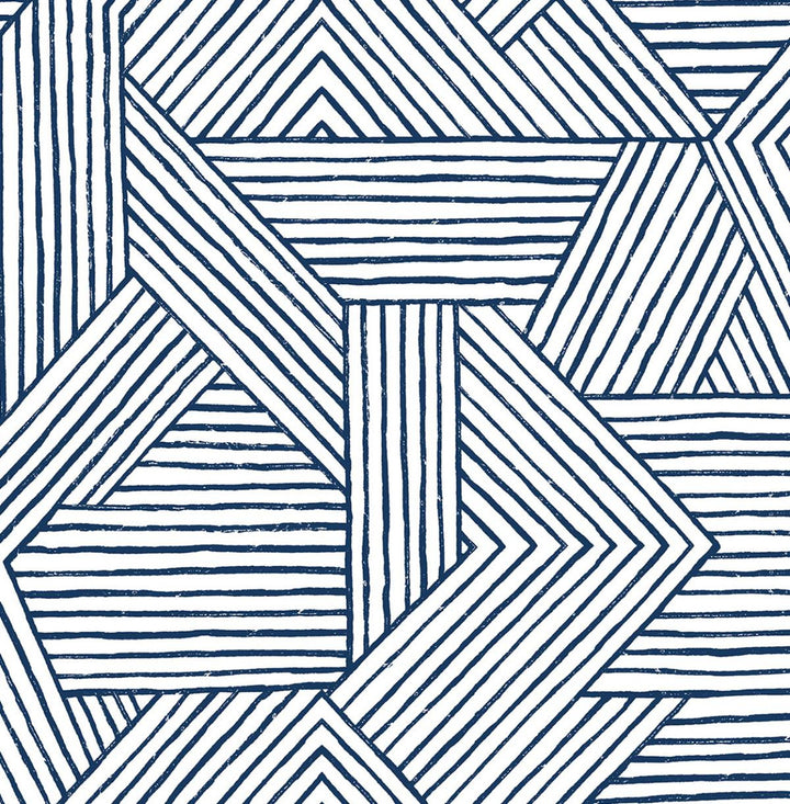 Etched Geometric Navy Blue by Seabrook Wallpaper Stacy Garcia Peel and Stick United States 30.75 20.87" 20.5" - Fabric Carolina -