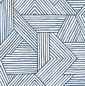 Etched Geometric Navy Blue by Seabrook Wallpaper
