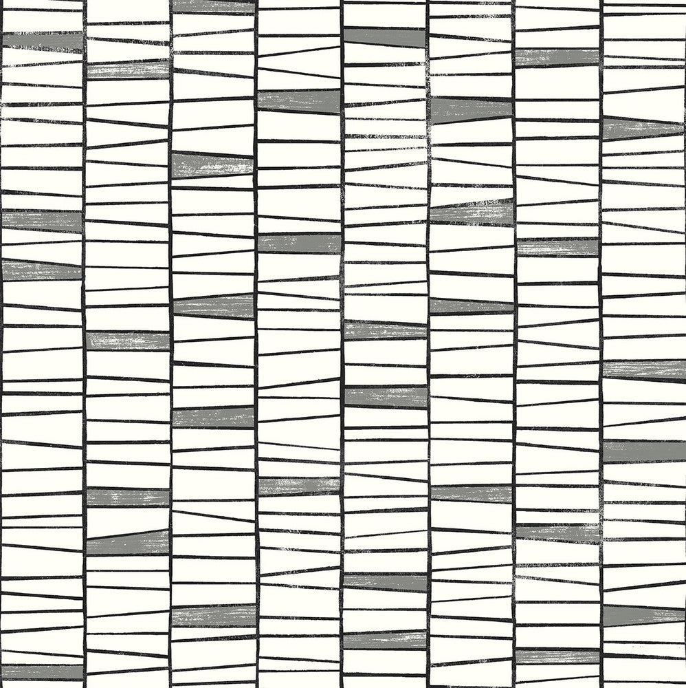 Organic Stripe Monochrome by Seabrook Wallpaper Stacy Garcia Peel and Stick United States 30.75 20.87" 20.5" - Fabric Carolina -