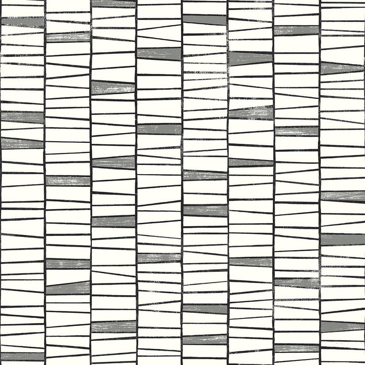 Organic Stripe Monochrome by Seabrook Wallpaper Stacy Garcia Peel and Stick United States 30.75 20.87" 20.5" - Fabric Carolina -