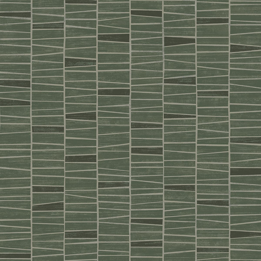 Organic Stripe Green by Seabrook Wallpaper Stacy Garcia Peel and Stick United States 30.75 20.87" 20.5" - Fabric Carolina -
