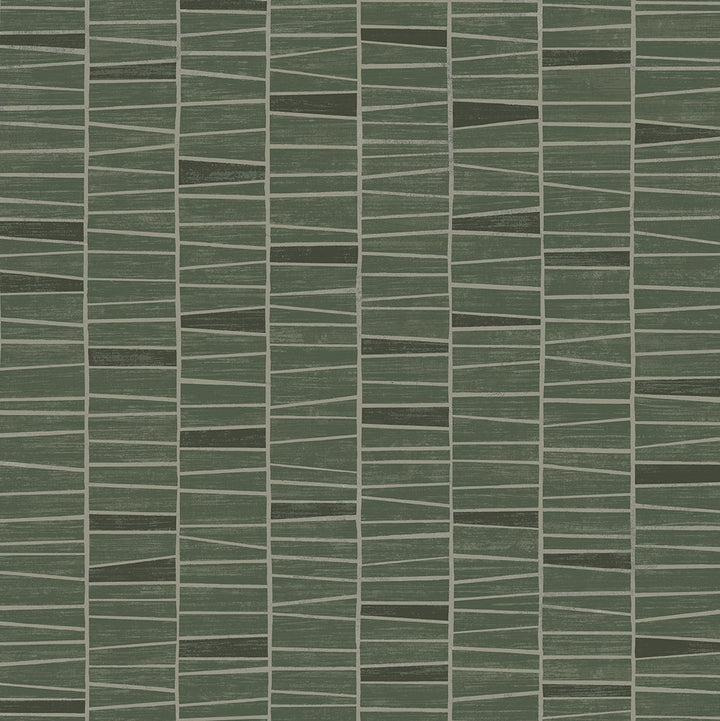 Organic Stripe Green by Seabrook Wallpaper Stacy Garcia Peel and Stick United States 30.75 20.87" 20.5" - Fabric Carolina -