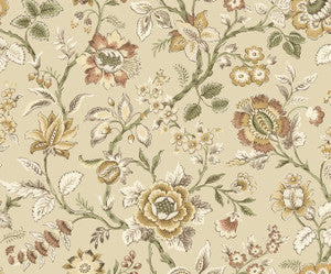 Jacobean Floral Trail Latte by Seabrook Wallpaper