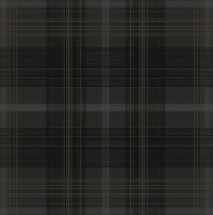 Crossroads Plaid Wrought Iron by Seabrook Wallpaper Stacy Garcia Peel and Stick United States 17.08 20.87" 20.5" - Fabric Carolina -