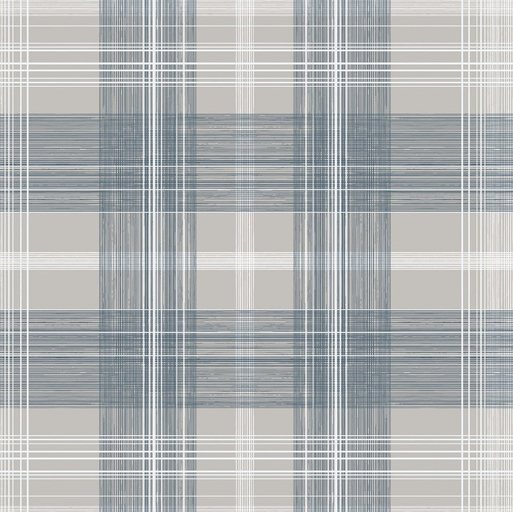 Crossroads Plaid Argos Grey & Blue by Seabrook Wallpaper Stacy Garcia Peel and Stick United States 17.08 20.87" 20.5" - Fabric Carolina -