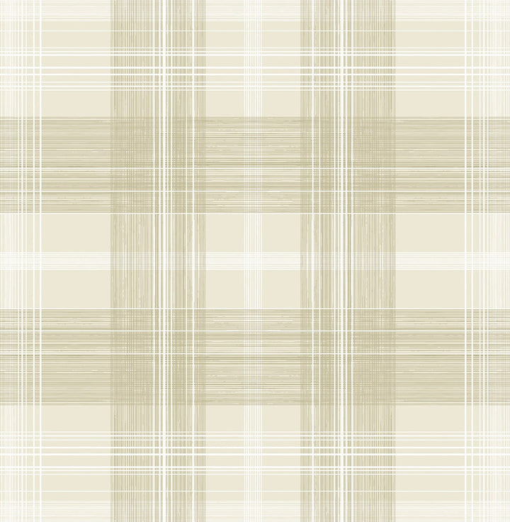 Crossroads Plaid Sand Dollar by Seabrook Wallpaper Stacy Garcia Peel and Stick United States 17.08 20.87" 20.5" - Fabric Carolina -