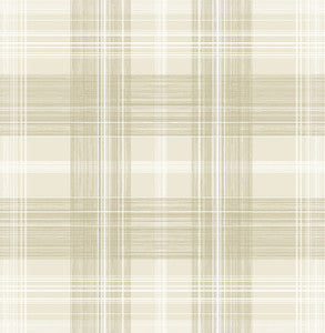 Crossroads Plaid Sand Dollar by Seabrook Wallpaper