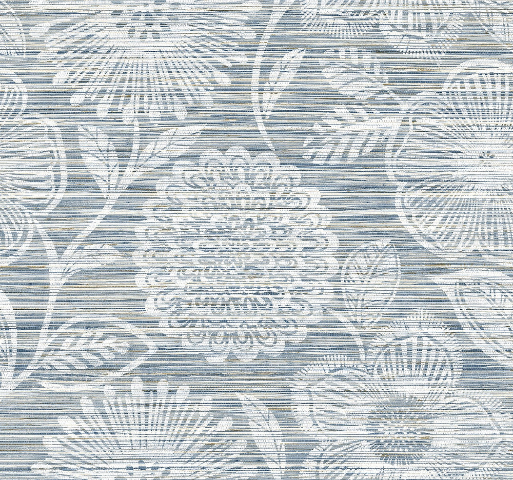 Faux Grass Floral Bluestone by Seabrook Wallpaper Stacy Garcia Peel and Stick United States 17.08 20.87" 20.5" - Fabric Carolina -