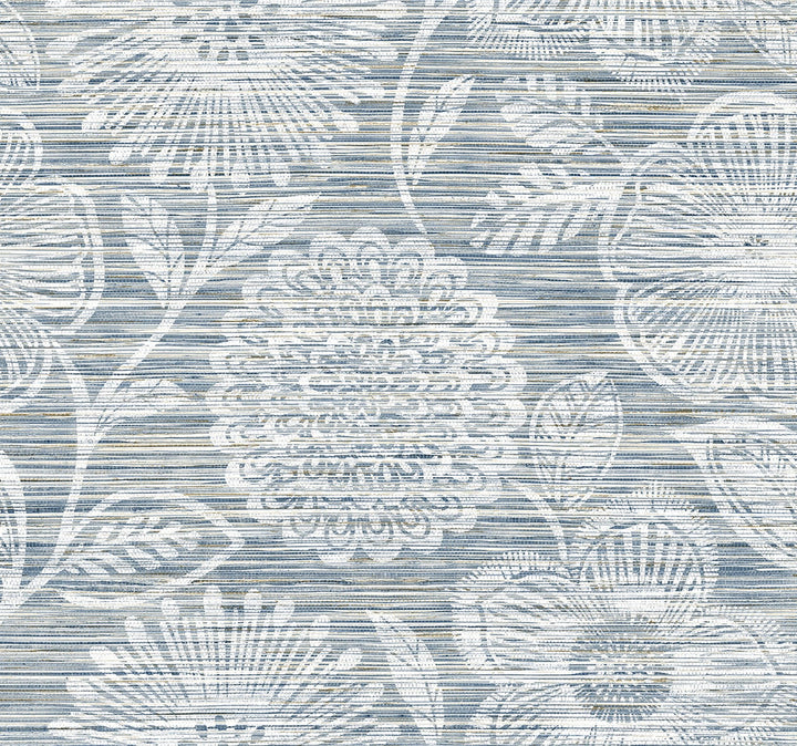 Faux Grass Floral Bluestone by Seabrook Wallpaper Stacy Garcia Peel and Stick United States 17.08 20.87" 20.5" - Fabric Carolina -