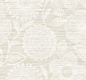 Faux Grass Floral Sand by Seabrook Wallpaper