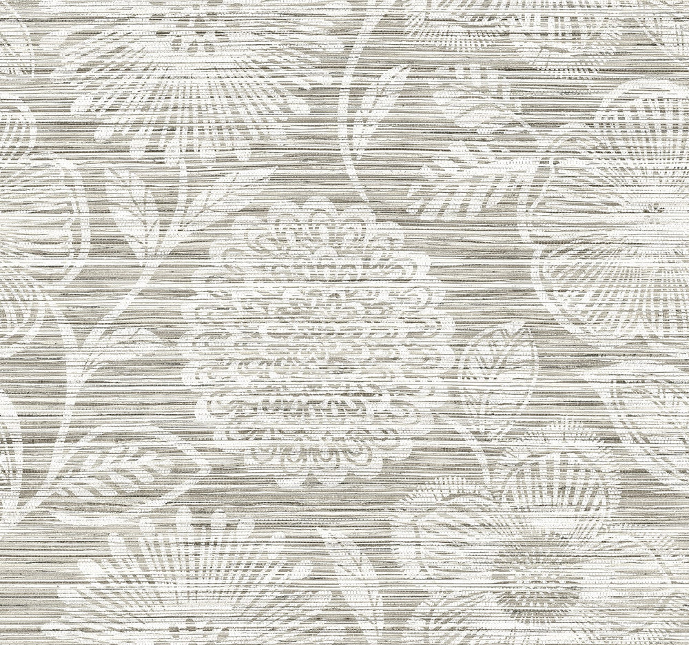 Faux Grass Floral Harbor Grey by Seabrook Wallpaper Stacy Garcia Peel and Stick United States 17.08 20.87" 20.5" - Fabric Carolina -
