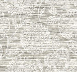 Faux Grass Floral Harbor Grey by Seabrook Wallpaper