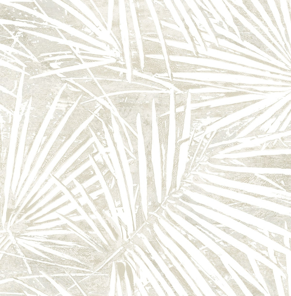 Fossil Palm Natural by Seabrook Wallpaper Stacy Garcia Peel and Stick United States 17.08 20.87" 20.5" - Fabric Carolina -