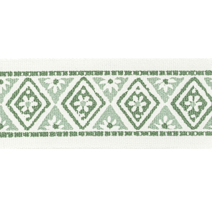 Shenandoah Tape 3 Seaglass by Stout Trim Stout Trim Shenandoah Tape 3 SeaglassTrim NATURAL BEAUTY TRIM INDIA </p><p>Repeat: H: 2.500, V: 1.500 2.5 in - Fabric Carolina -