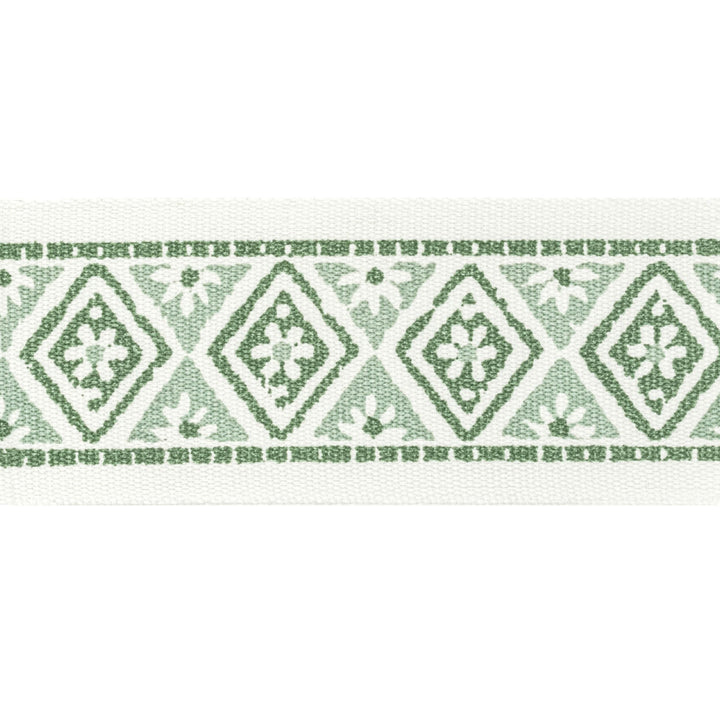 Shenandoah Tape 3 Seaglass by Stout Trim Stout Trim Shenandoah Tape 3 SeaglassTrim NATURAL BEAUTY TRIM 100%COT INDIA </p><p>Repeat: H: 2.500, V: 1.500 2.5 in - Fabric Carolina -