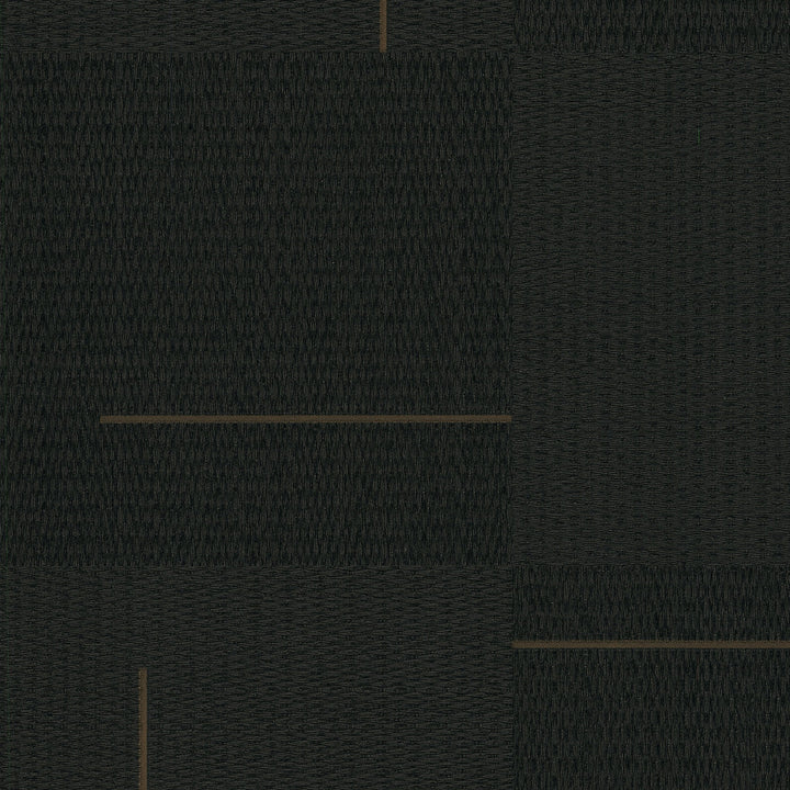 Geo Block Weave Black Wallpaper by York Wallcoverings Signature Textures Resource Library Covers about 57.5 square feet 20.9-in by 33-ft long roll Unpasted 20.8 - Fabric Carolina -
