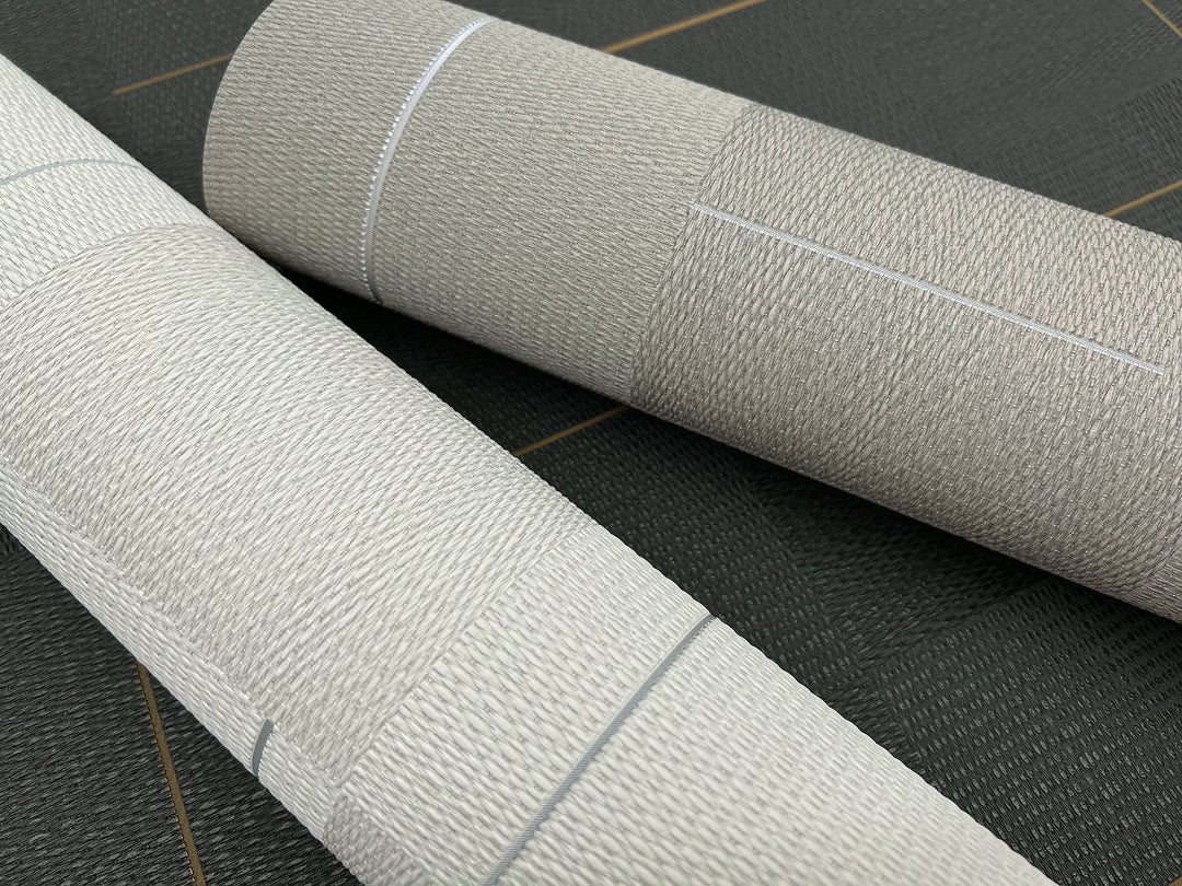 Geo Block Weave Ivory Wallpaper by York Wallcoverings Designer