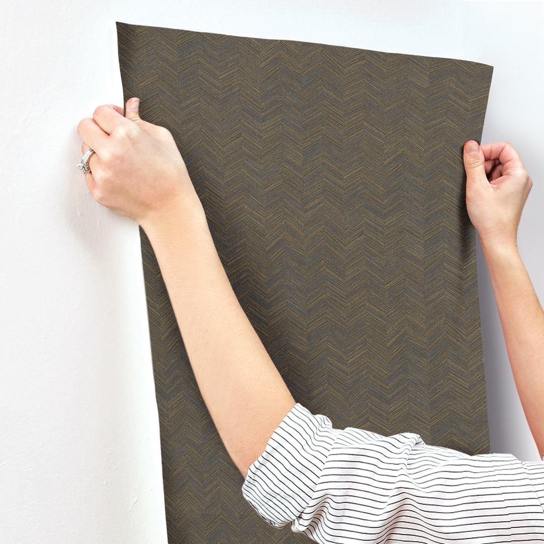 Raised Chevron Royal Blue Wallpaper by York Wallcoverings Designer