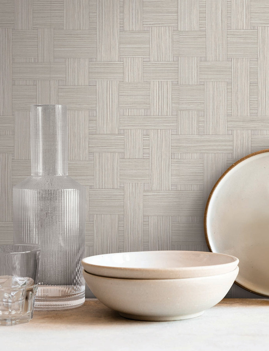 Basketry Dove Grey Wallpaper by York Wallcoverings Designer