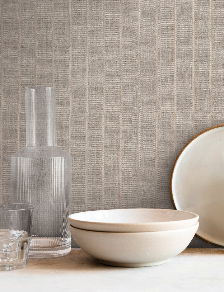 Cording Stripe Smoke Wallpaper by York Wallcoverings Designer