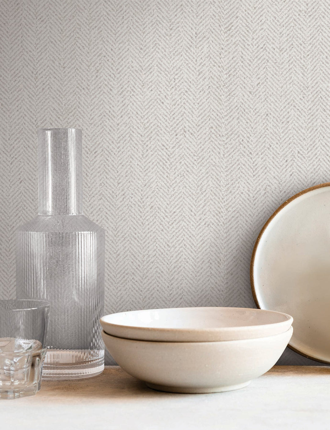 Tailored Chevron White Wallpaper by York Wallcoverings Designer