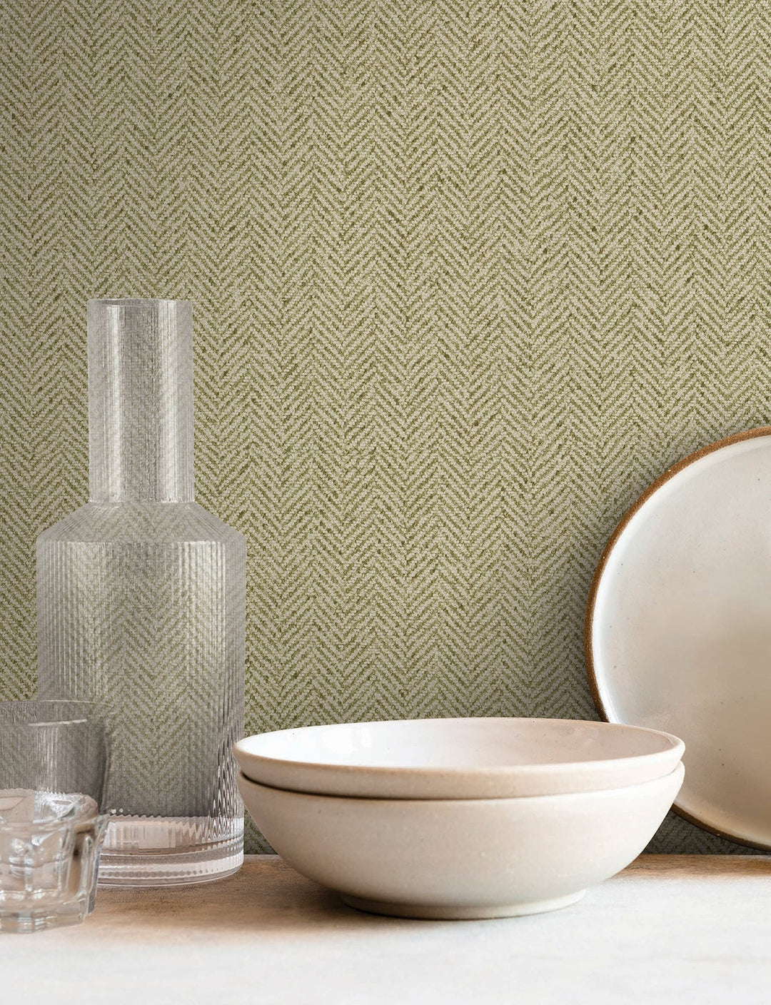 Tailored Chevron Green Wallpaper by York Wallcoverings Designer