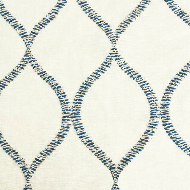 Skipper 1 Denim by Stout Fabric Color My Window Ocean/Wave 52% Linen 48% Cotton Polyester Embroidery INDIA Horizontal: 3 and Vertical: 5 51 in - Fabric Carolina -