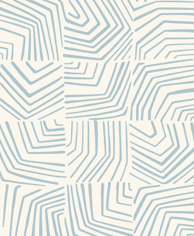 Linework Maze Sky Blue by Seabrook Wallpaper The Simple Life Netherlands 57.5 25.2" 20.9" - Fabric Carolina -