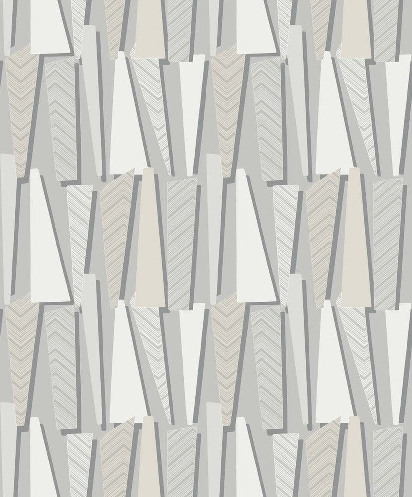 Geometric Shadows Stone by Seabrook Wallpaper The Simple Life Netherlands 57.5 12.6" 20.9" - Fabric Carolina -