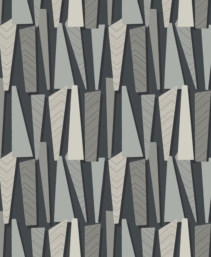 Geometric Shadows Onyx by Seabrook Wallpaper The Simple Life Netherlands 57.5 12.6" 20.9" - Fabric Carolina -
