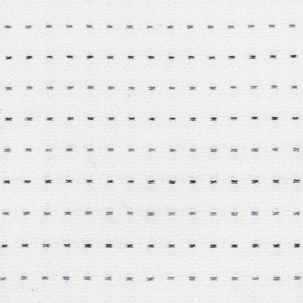 Slender 1 Blue/White by Stout Fabric COMFORTABLE LIVING HAZE/NAVY 60%COT 40%POL USA Horizontal: 1.500 and Vertical: 1.500 54 in - Fabric Carolina -