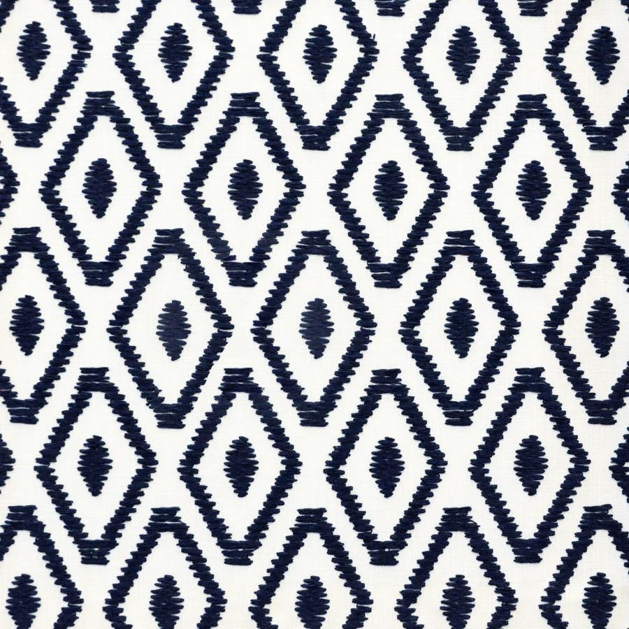 Solitaire # 845 Naval by Maxwell Designer Fabric Color Theory-Vol.Vi Odyssey 82% POLYESTER/11% COTTON 7% LINEN INDIA V-6.5"H-3.4" 54"EMB51.5 - Swanky Fabrics -