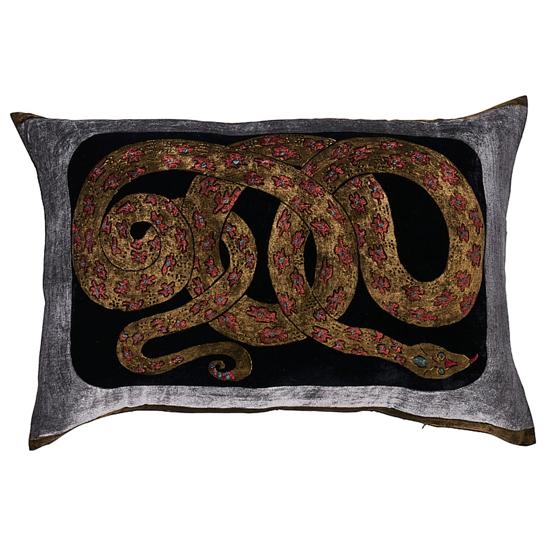 Gilded Serpiente Velvet Pillow - Black by Schumacher Pillow