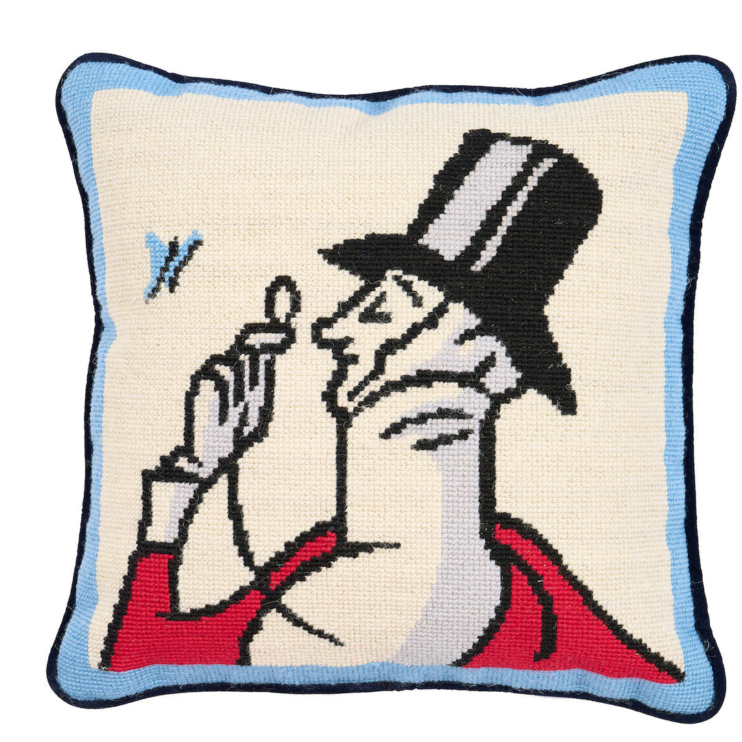 Eustace Needlepoint Pillow - Blue by Schumacher Pillow