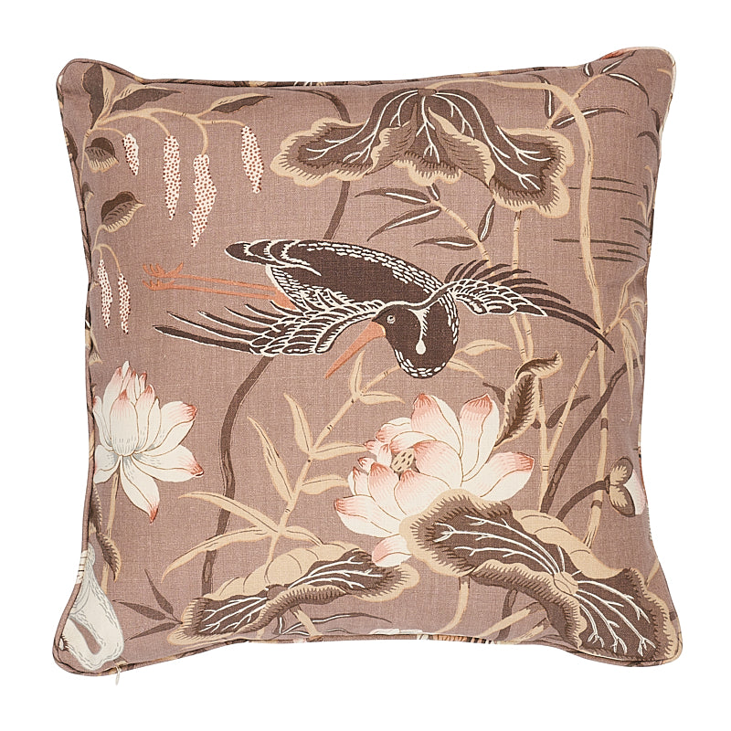 Lotus Garden Pillow - Mocha by Schumacher Pillow