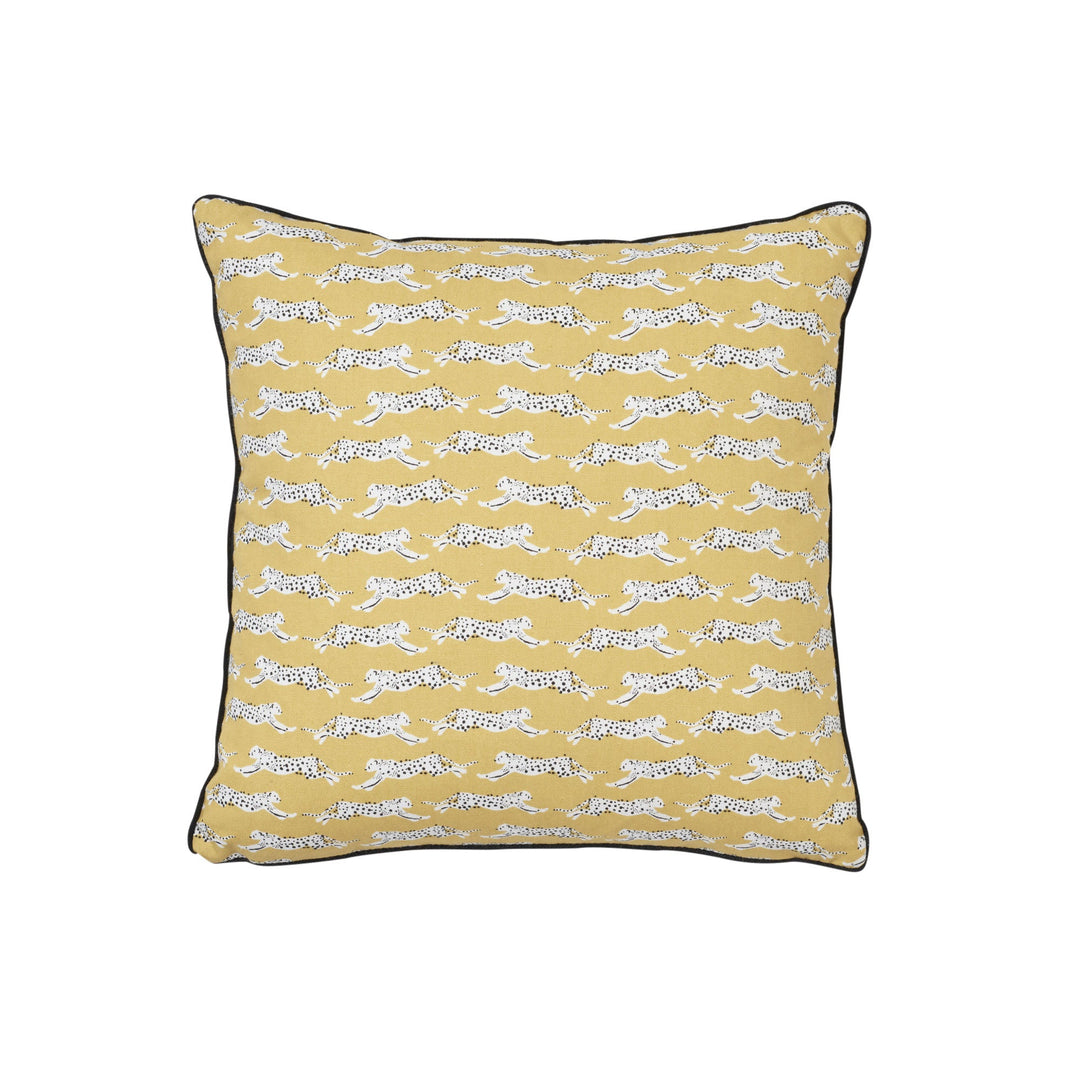 Leaping Leopards Pillow - Yellow by Schumacher Pillow